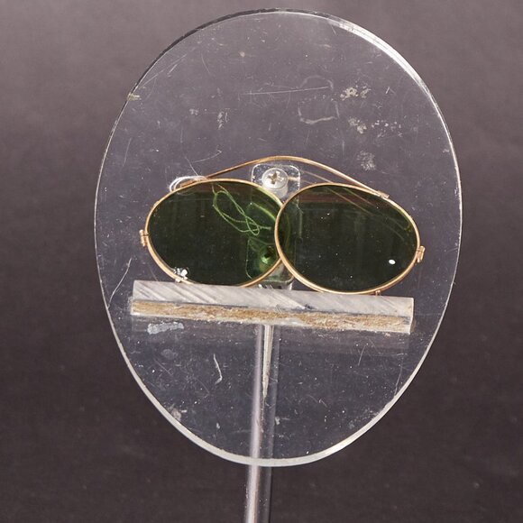 Vintage Clip On Tinted Gold Rim Sunglasses - Picture 1 of 6